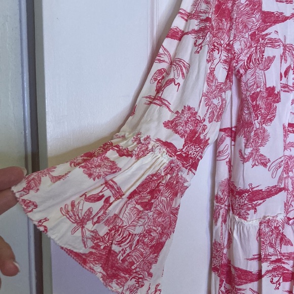 Pink toile patterned sundress , size M Cotton/poly mix - Picture 3 of 5